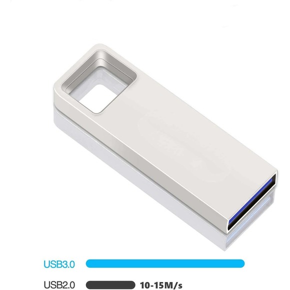 USB Flash Drive Waterproof USB Memory Stick 256GB, Silver - Picture 2 of 5